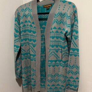 Love By Design Teal and Gray Knit Cardigan